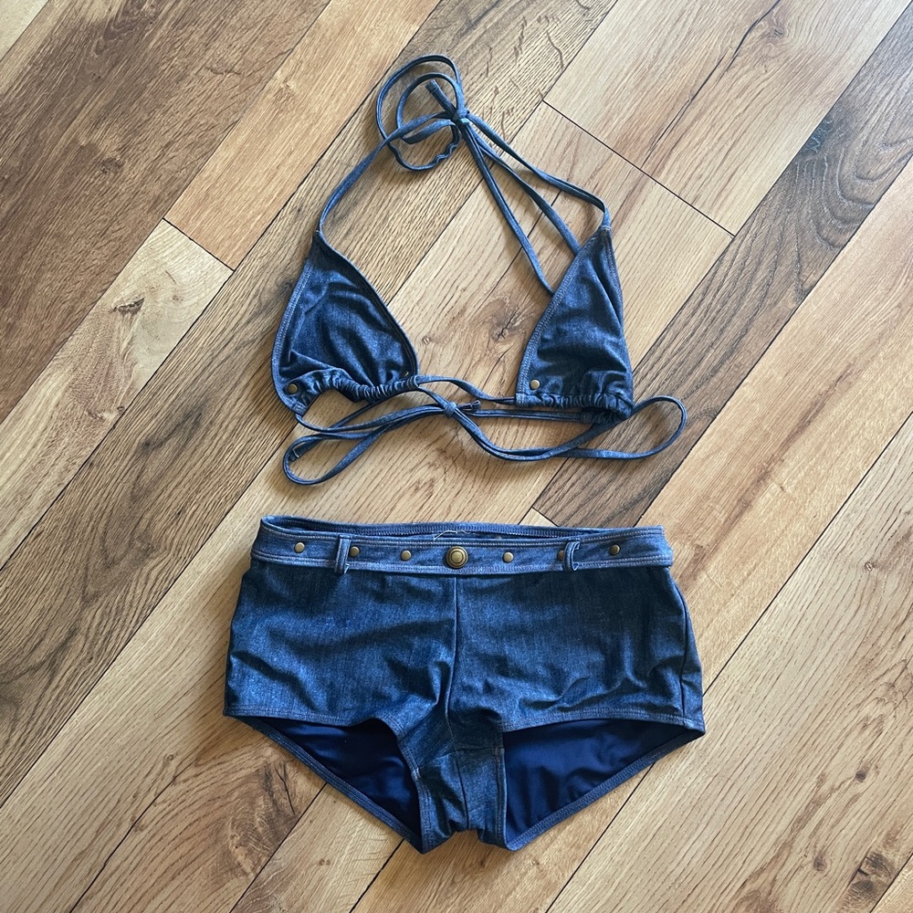 Edikted Denim Printed Bikini Set